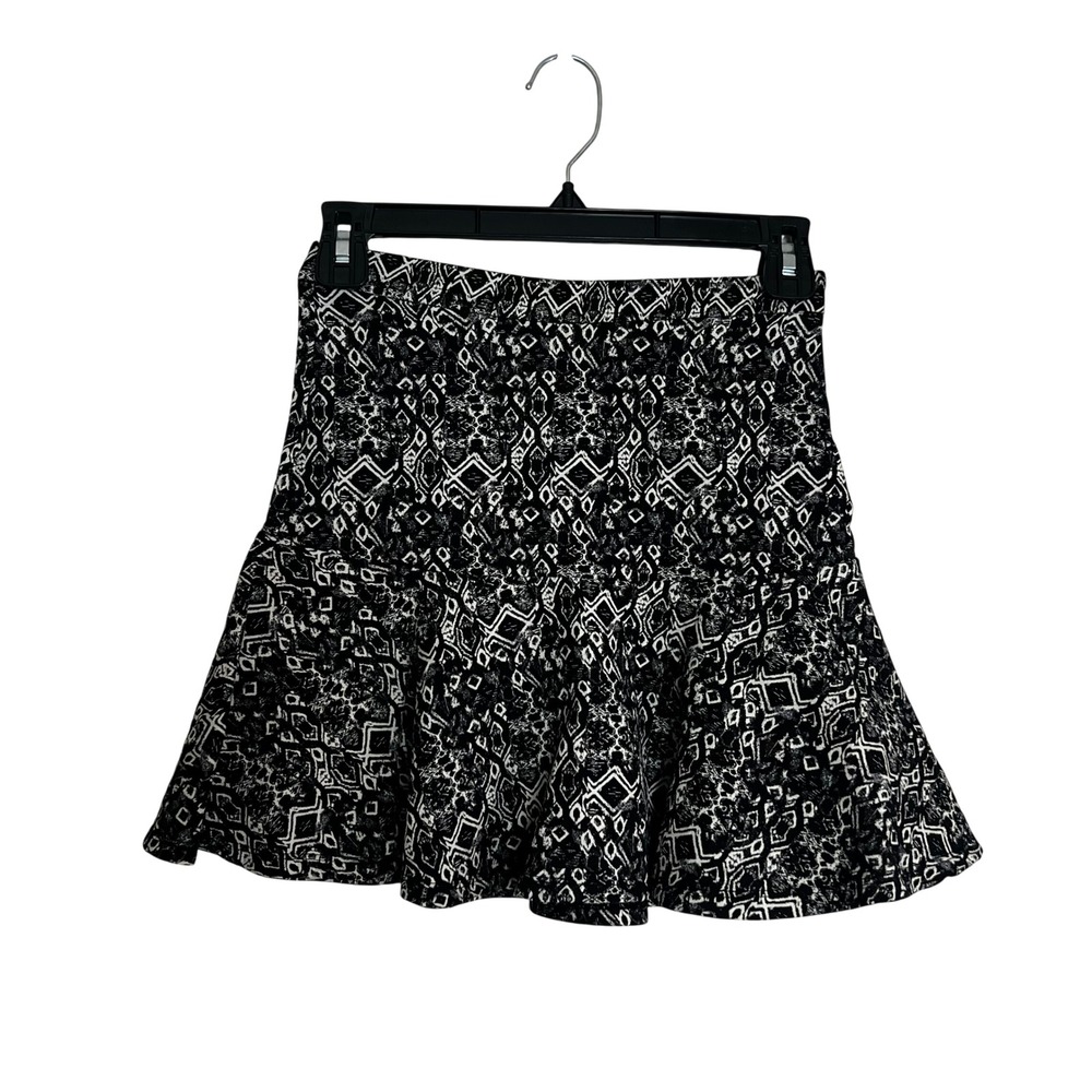 Parker Womens Black White Geometric Ikat Print Ruffle Mini Skirt Size 0